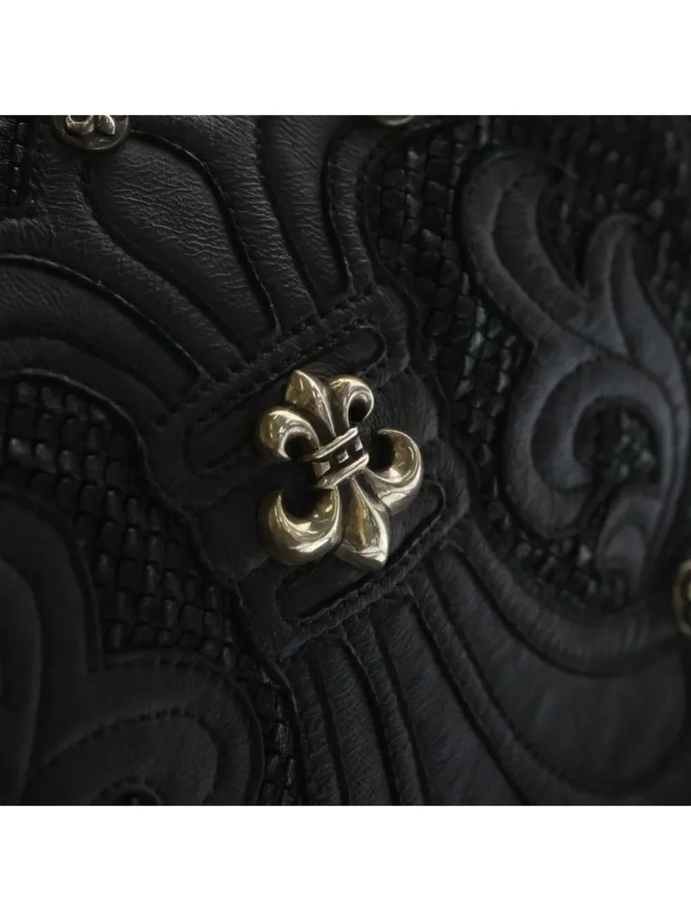 Chrome Hearts Tote Bag Snp BS Fluer Cannes Limited BS Flare Leather Patch Black